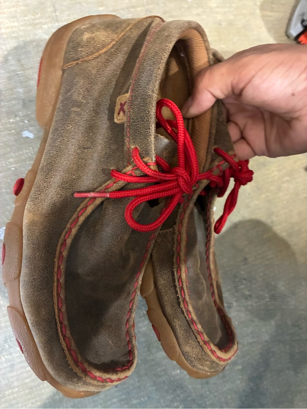Twisted X Brown Moccasin with Red Laces